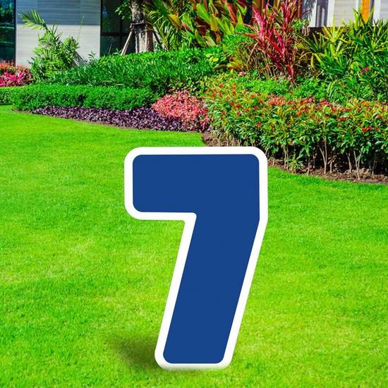 Blue Number (7) Corrugated Plastic Yard Sign, 24in
