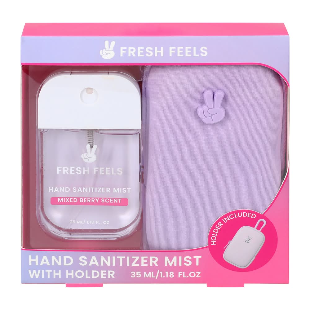Fresh Feels Mixed Berry Scent Hand Sanitizer Mist With Holder Set 1.18oz Mixed Berry