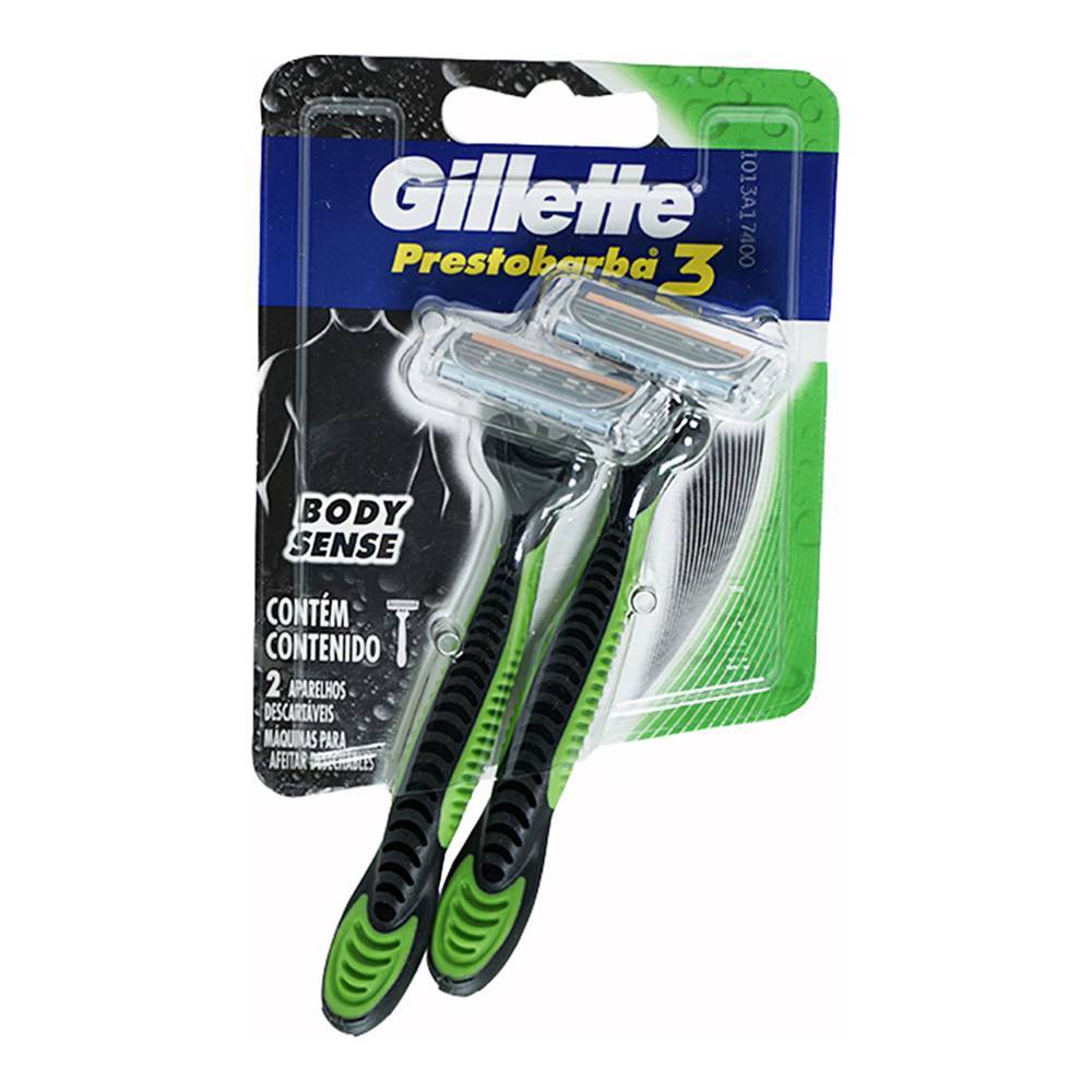 Gillette máquina para afeitar prestobarba3 body sense (pack 2 piezas)