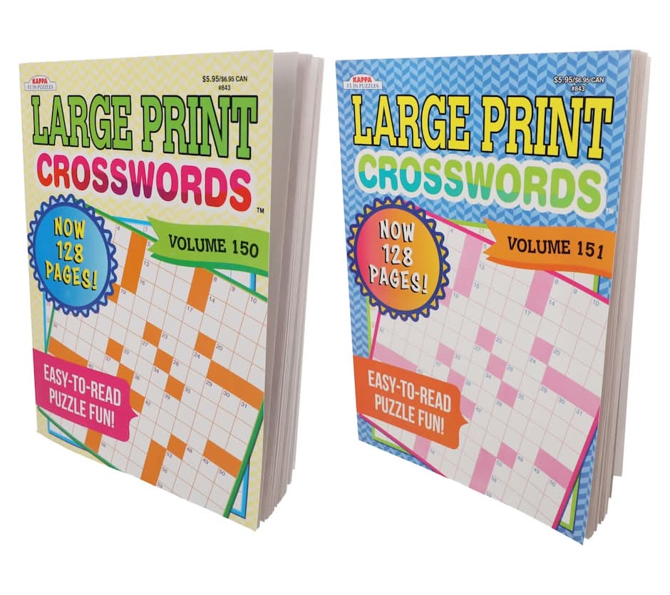 Kappa Large Print Crossword Puzzle Books, 128-pg.