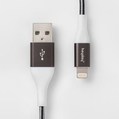 Heyday Lightning To Usb a Braided Cable, Black-White- Gunmetal