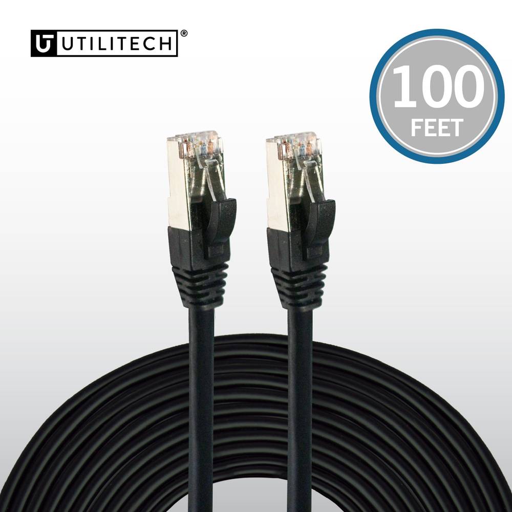 Utilitech 100-ft Cat 6A Black Ethernet Cable | RJ456AC100FT-BLK