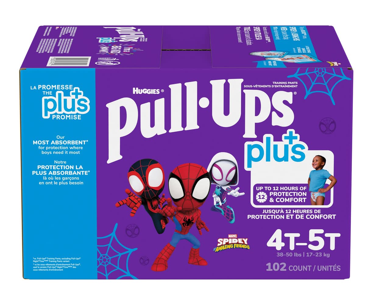 Sous-Vêtements D’Entrainement Pull-Ups Plus Huggies, 4T À 5T, Pour Garçons, Pqt De 102 / Huggies Pull-Ups Plus Training Pants, 4T To 5T Boy, 102-Pack