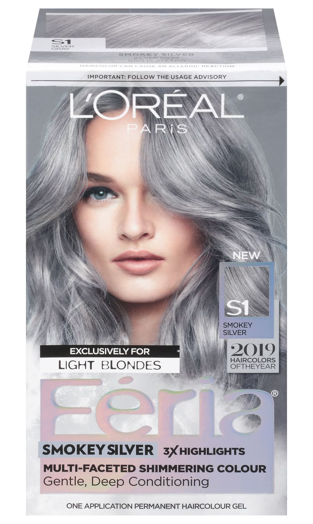 L'Oréal Feria Permanent Hair Color, Smokey Silver (9.6 oz)