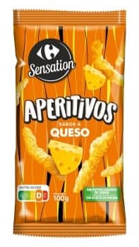 Aperitivo de maíz sabor queso Sensation Carrefour 100 g.