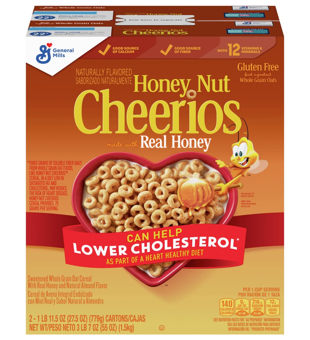 Cheerios Sweetened Whole Grain Oat Cereal, Honey Nut (2 x 27.5 oz)