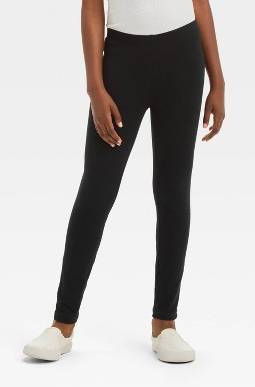 Girls' Leggings Pants - Cat & Jack™ Black XS: Cotton Spandex, High Rise, Elastic Waistband