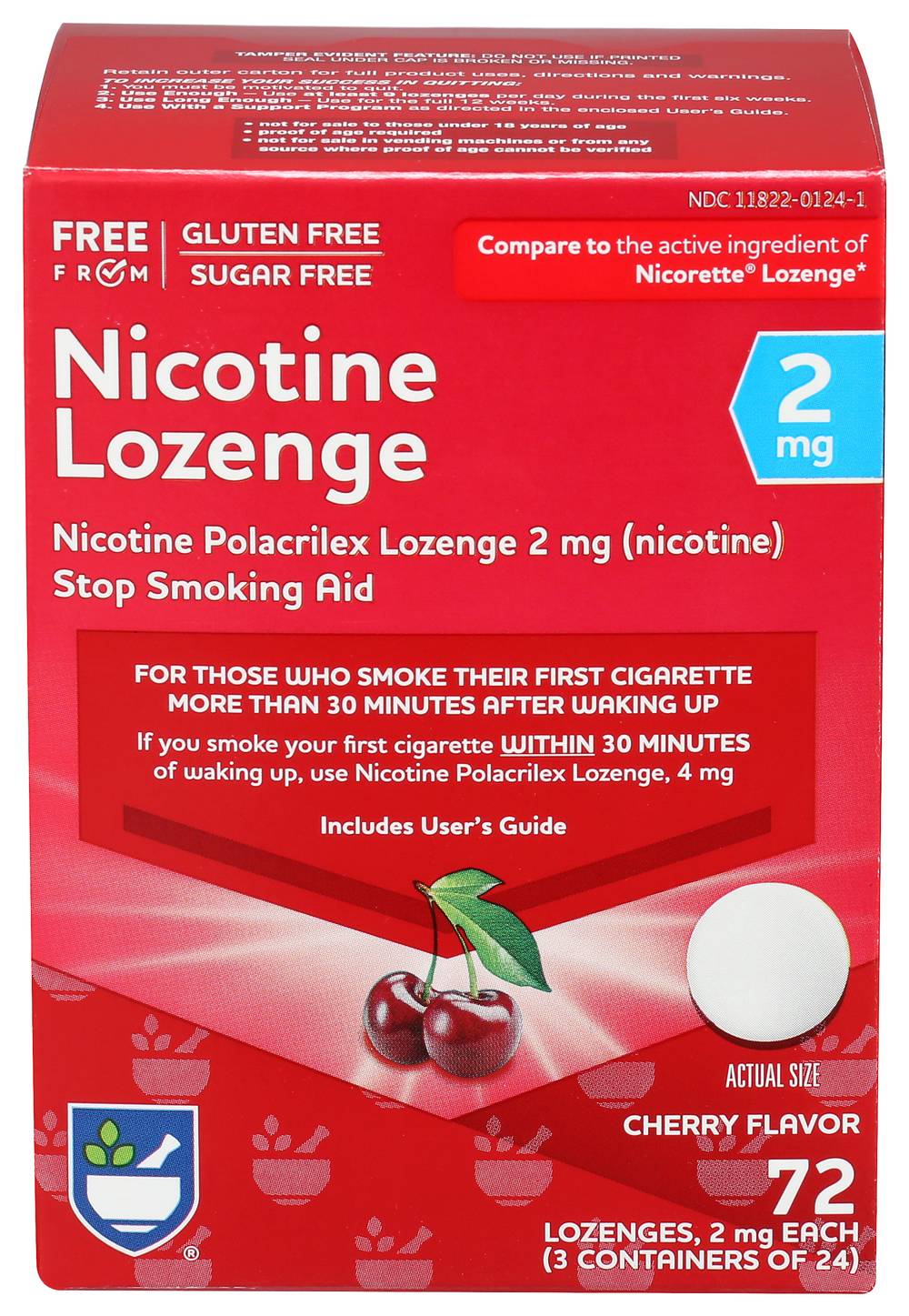 Rite Aid Cherry Nicotine Lozenges - 2mg, 72 ct