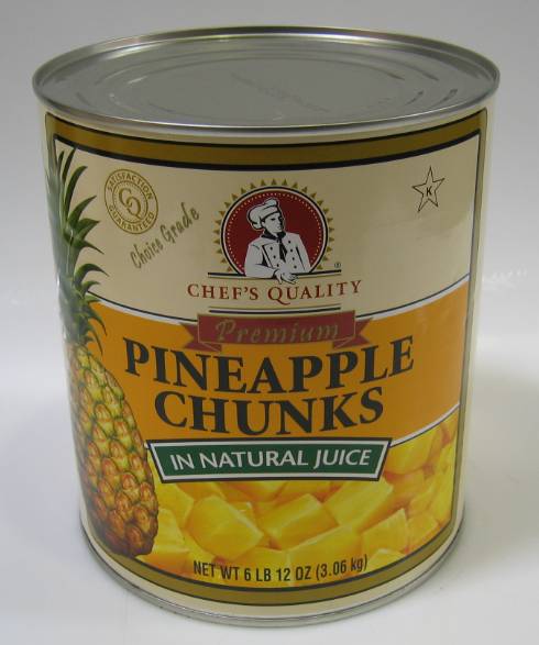 Chef's Quality - Pineapple Chunks in Natural Juice - #10 cans (6 Units per Case)