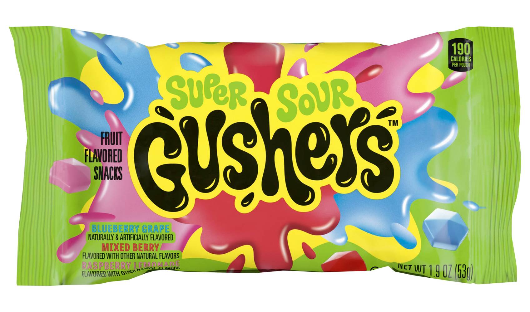 Gushers Super Sour Fruit Snacks, Blueberry Grape-Mixed Berry-Raspberry Lemonade (1.9 oz)