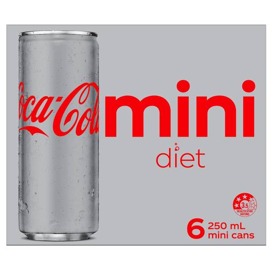 Coca-Cola Diet Soft Drink 6x250ml 6 pack