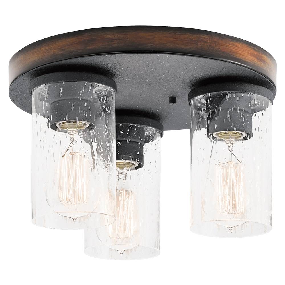 Kichler Barrington 3-Light 11.5-in Distressed Black Flush Mount Light | 38200A