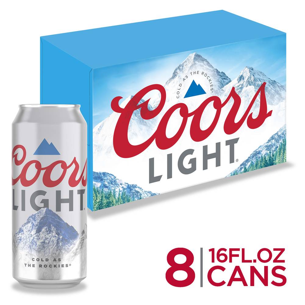 Coors Light American Lager Beer (8 x 16 fl oz)