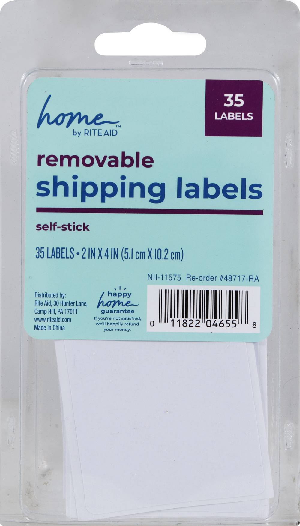 Rite Aid Home Removable Shipping Label