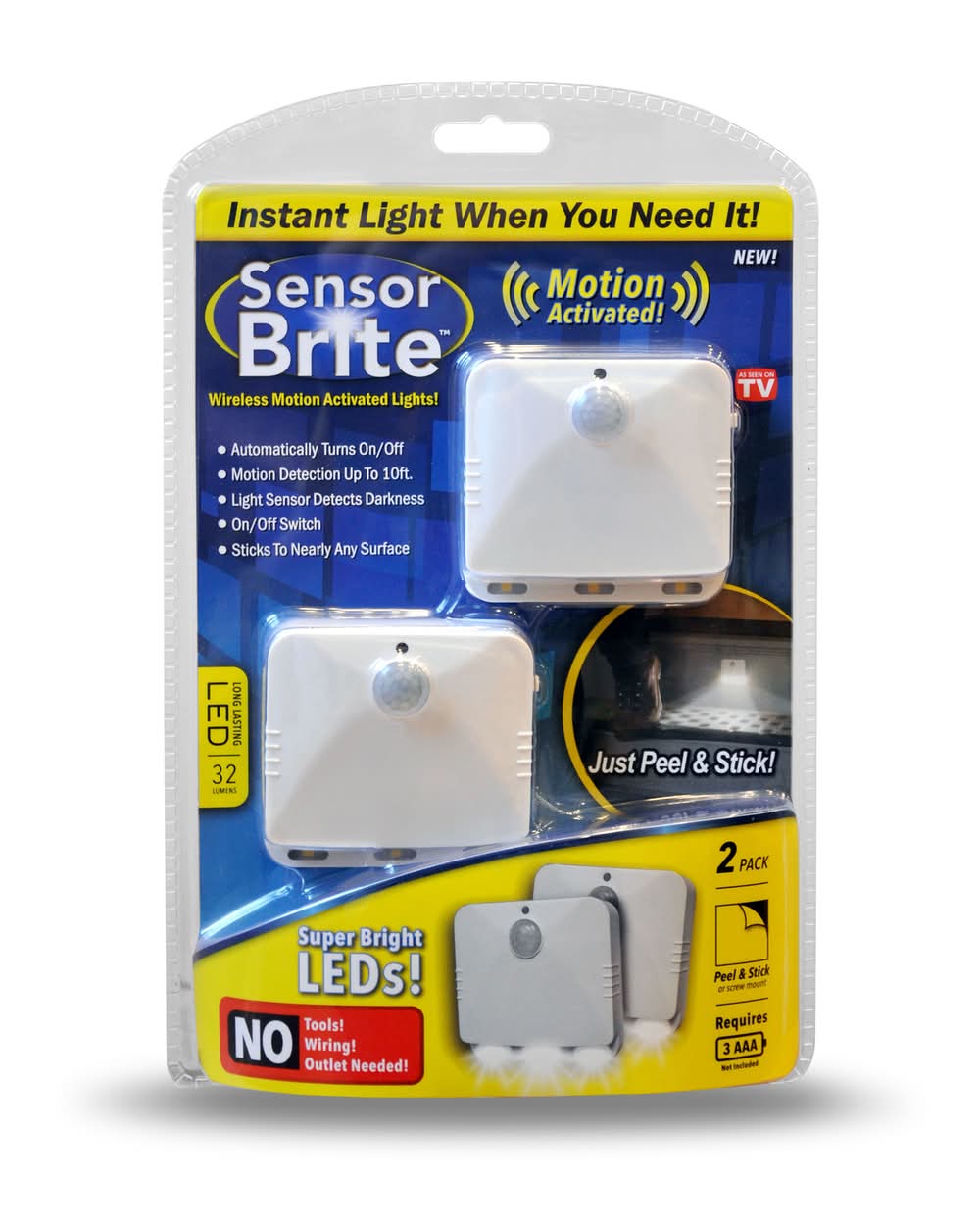 Sensor Brite As Seen On Tv Automatic Battery Powered Led Night Light W/Sensor