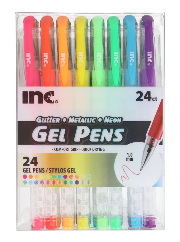 Inc. Glitter Metallic & Neon Gel Pens, Assorted (24 ct)