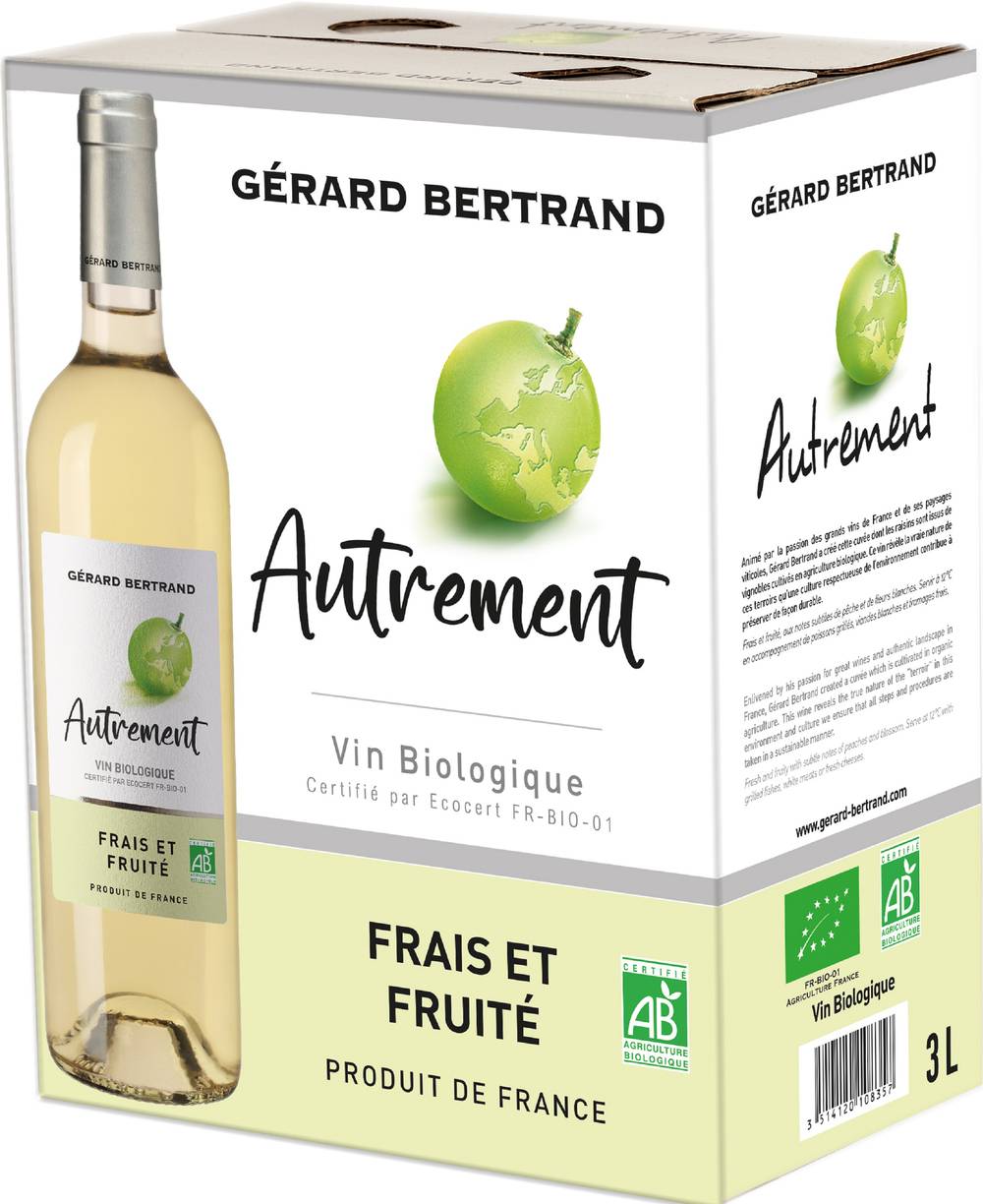 Gérard Bertrand Autrement - Vin blanc languedoc roussillon frais et fruité bio (3L)