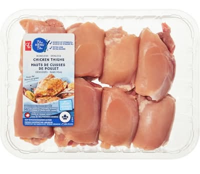 PC Blue Menu Hauts De Cuisses De Poulet Désossés Sans Peau / Boneless Skinless Chicken Thighs 696.0 G