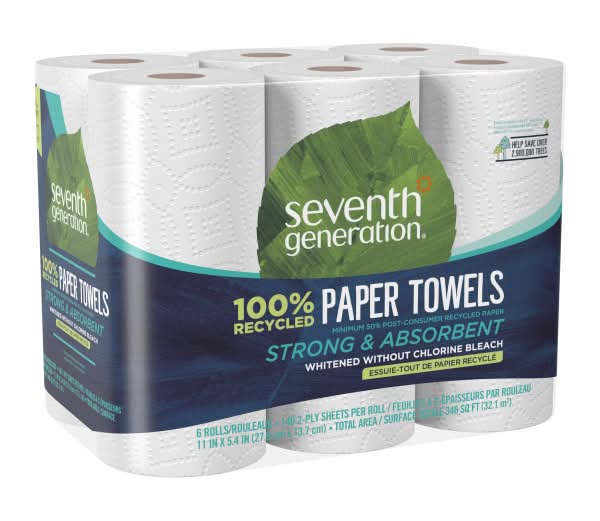 Seventh Generation™ 2-Ply Paper Towels, 100% Recycled, 140 Sheets Per Roll, Pack Of 6 Rolls