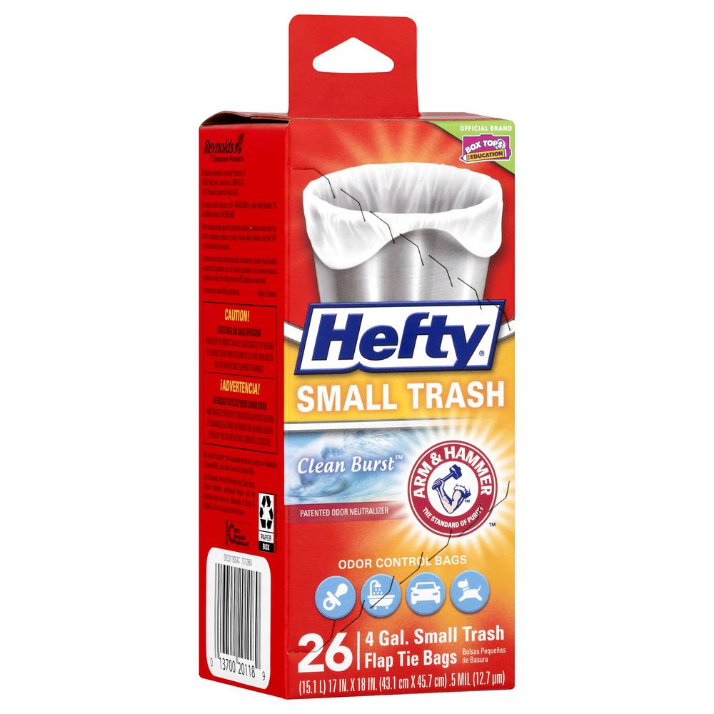 Hefty Small Trash Clean Burst Flap Tie Bags