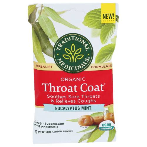 Traditional Medicinals Organic Mint Eucalyptus Throat Coat Drops
