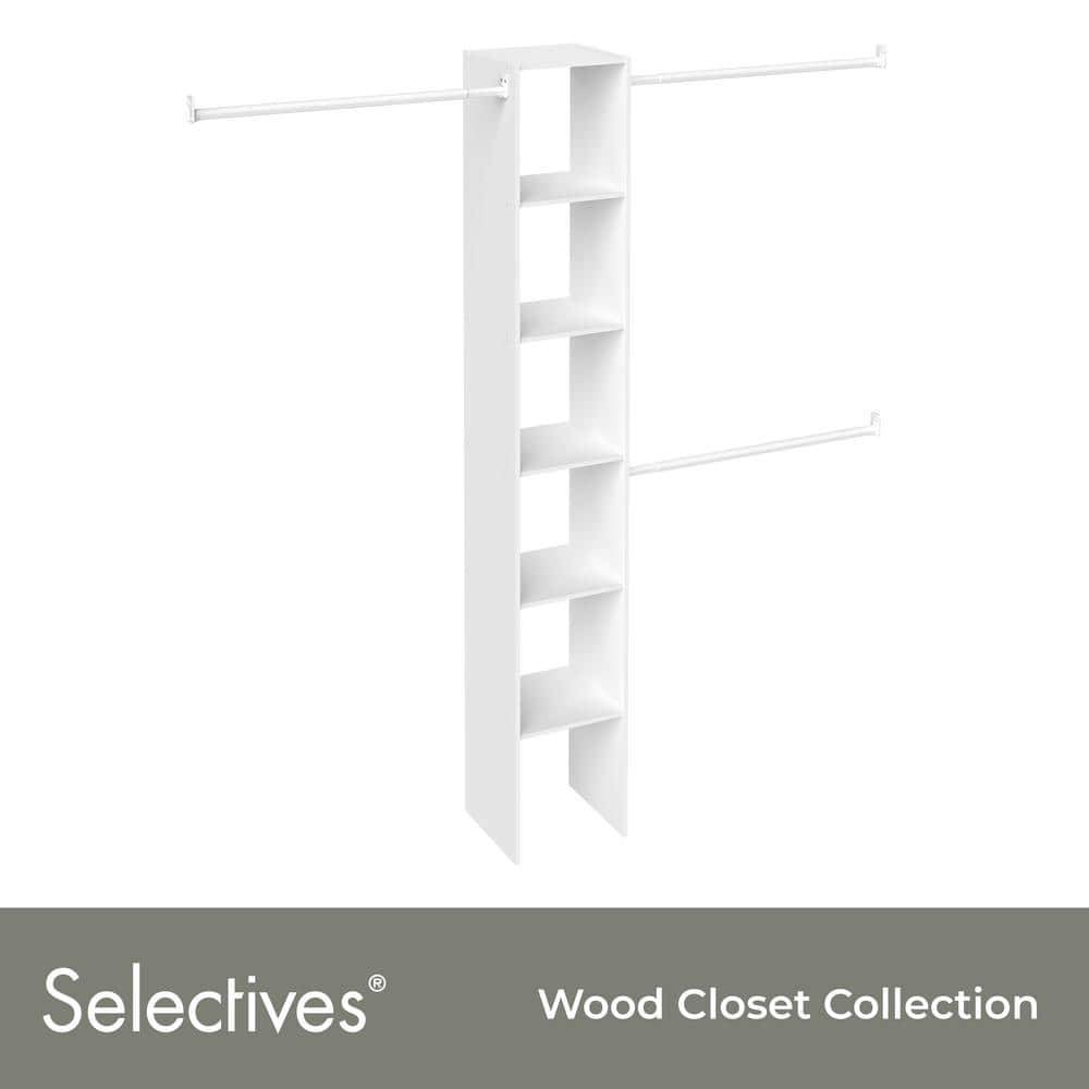 Closetmaid Selectives 12 In. W White Custom Tower Wall Mount 6-Shelf Wood Closet System