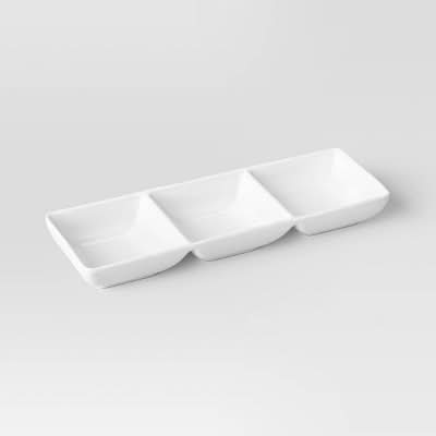 Threshold Porcelain Three Section Divided Serving Tray, White
