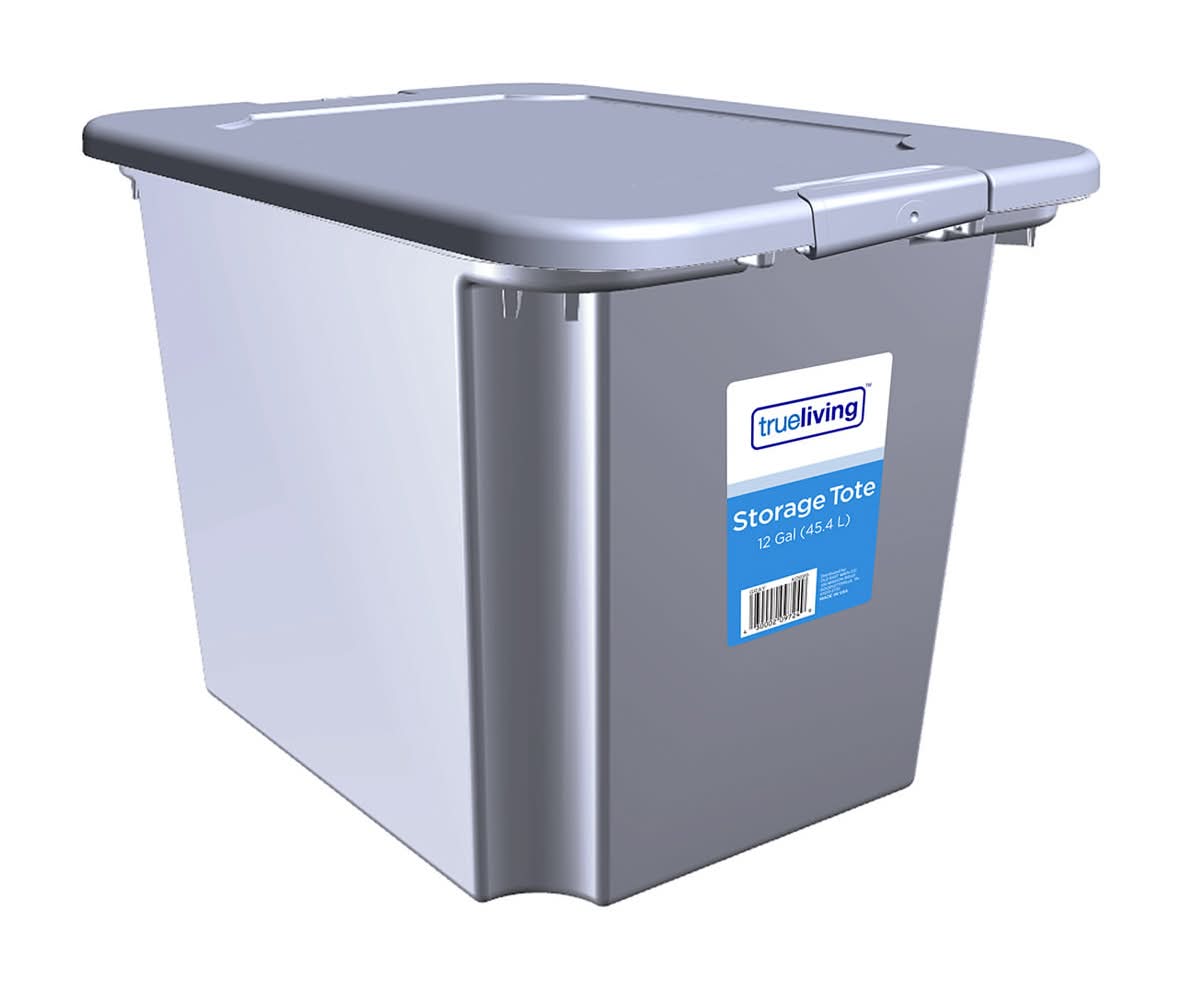 Trueliving 12 Gallon Latching Tote Gray 1 Ct