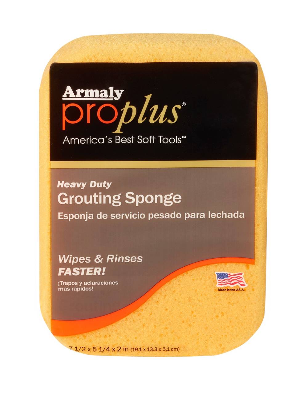 Armaly ProPlus ProPlus Grout Sponge, High Density Polyurethane, Yellow, 7.5-in x 5.25-in, Superior Strength, Rounded Edges, Fast Wiping and Rinsing | 72603