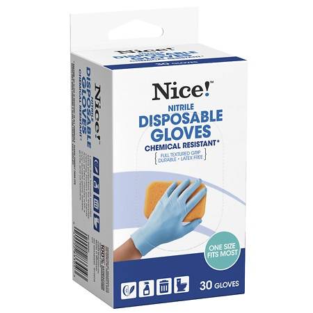 Nice! Chemical Resistant Disposable Nitrile Gloves (30 ct)