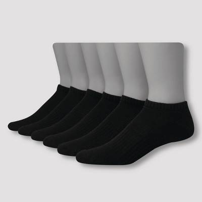 Men's Big & Tall Hanes Premium Performance Cushioned Low Cut Socks 6pk - Black 12-14: Breathable, Moisture Wicking, Ribbed