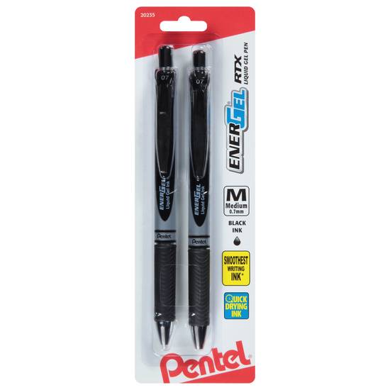 Pentel Energel Rtx Medium Black Liquid Gel Pen (2 pens)