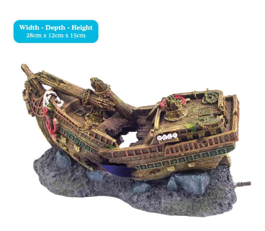 fish tank accessories shipwreck SLOCME Aquarium Pirate Ship Decorations Ornaments Colorful landscape makes your fish vitality Optimized Design Fish Tank Decorations, Resin Shipwreck