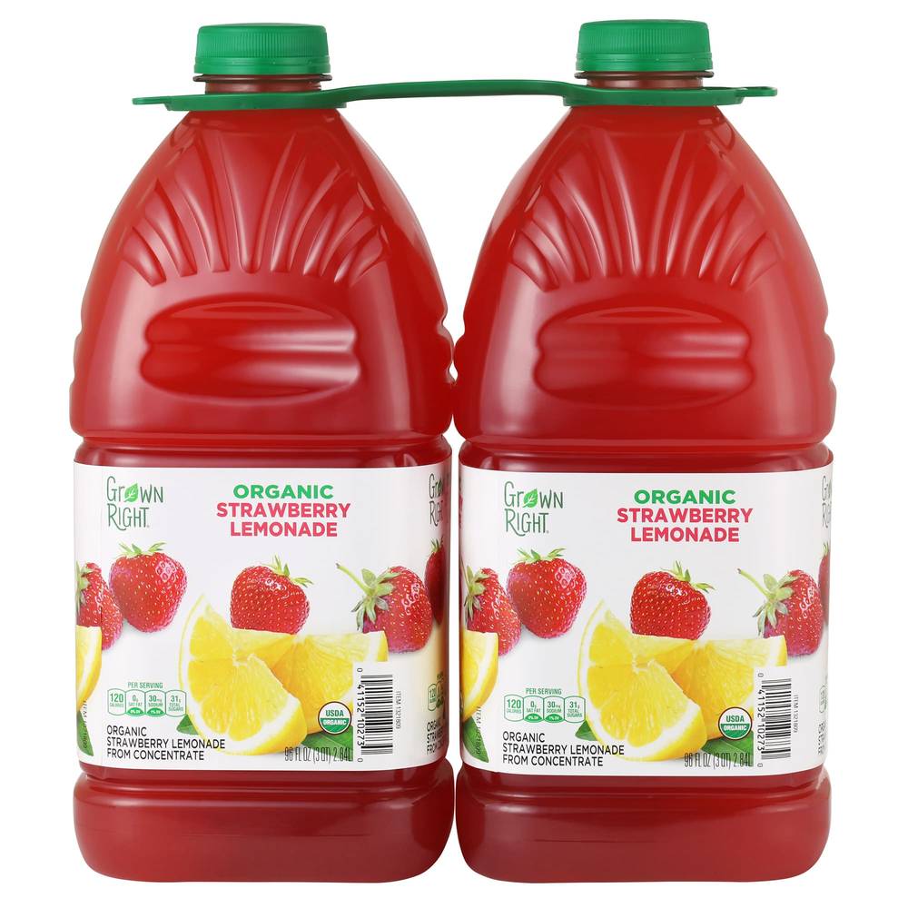 Grown Right Organic Strawberry Lemonade Juice (2 ct, 96 floz)