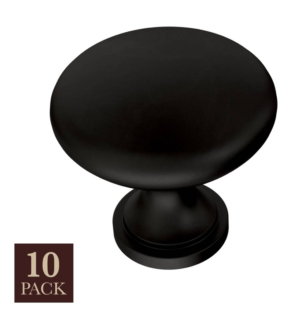 allen + roth Charles 1-3/16-in Matte Black Round Cabinet Knob 10 -Pack | P42354W-FB-SP