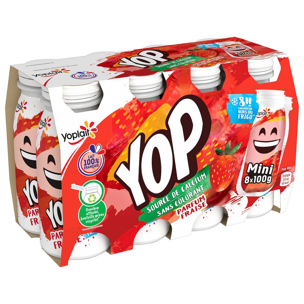 Yoplait - Yop yaourt à boire sucré aromatisé (8 pièces) (fraise)