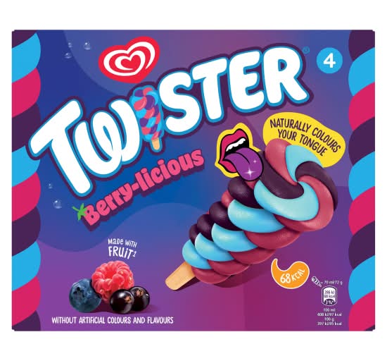 Heartbrand Raspberry-Apple-Blueberry, Twister Ice Lolly (4 pack)