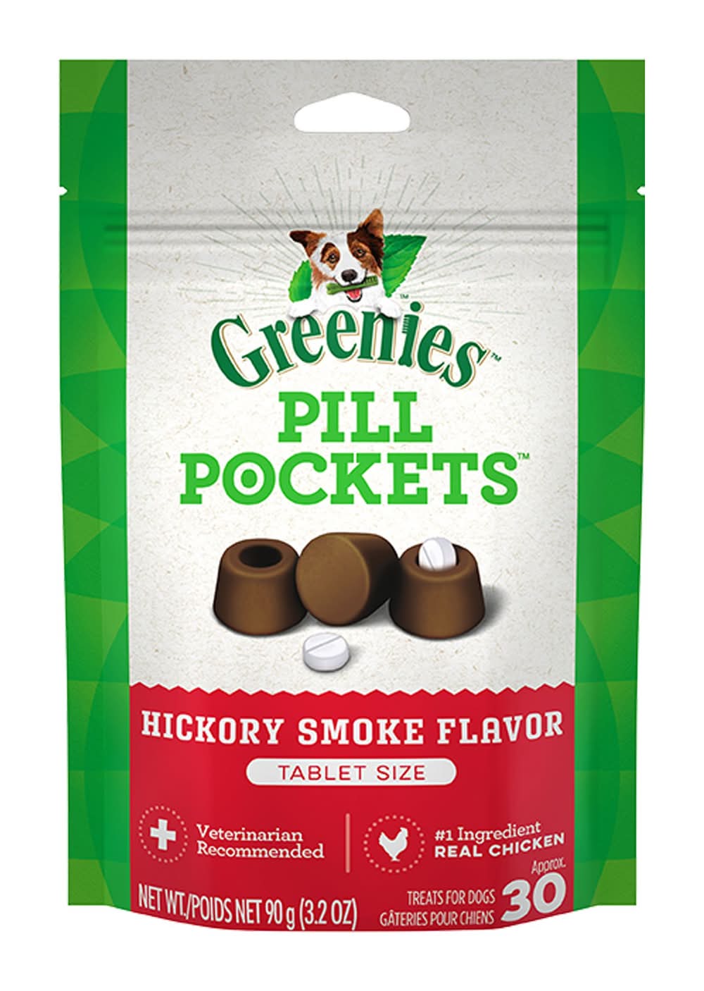 Greenies Pill Pockets for Dogs, Canine Treats, Tablet Size, Hickory Smoke Flavor, 3.2 oz, 30ct (Flavor: Hickory Smoke)