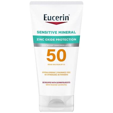 Eucerin Sensitive Mineral Spf 50 Sunscreen Lotion With Zinc Oxide Protection