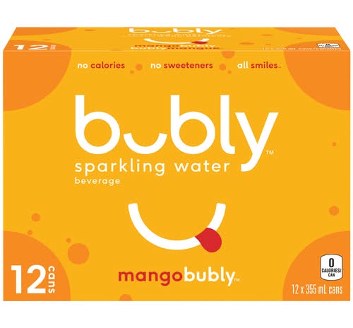 bubly Sparkling Water Beverage, Mango (12 x 355 ml)