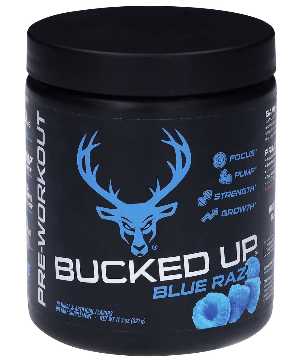 Bucked Up Blue Raspberry Flavor Pre-Workout Supplement (11.1 oz)