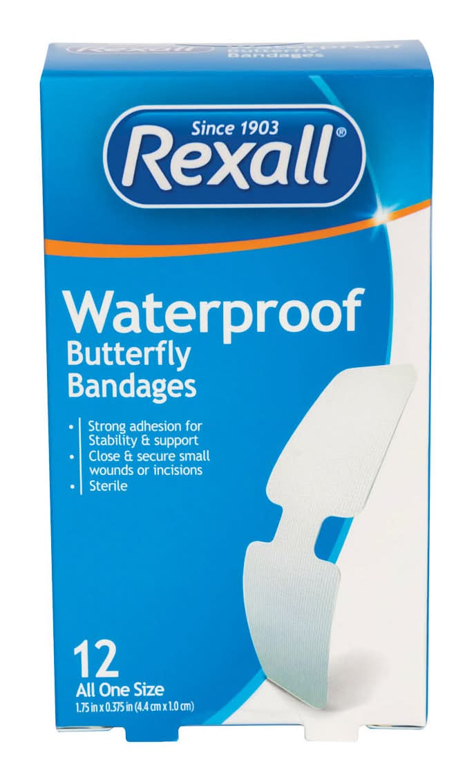 Rexall Waterproof Butterfly Bandages, 1.75x0.375 in (12 ct)