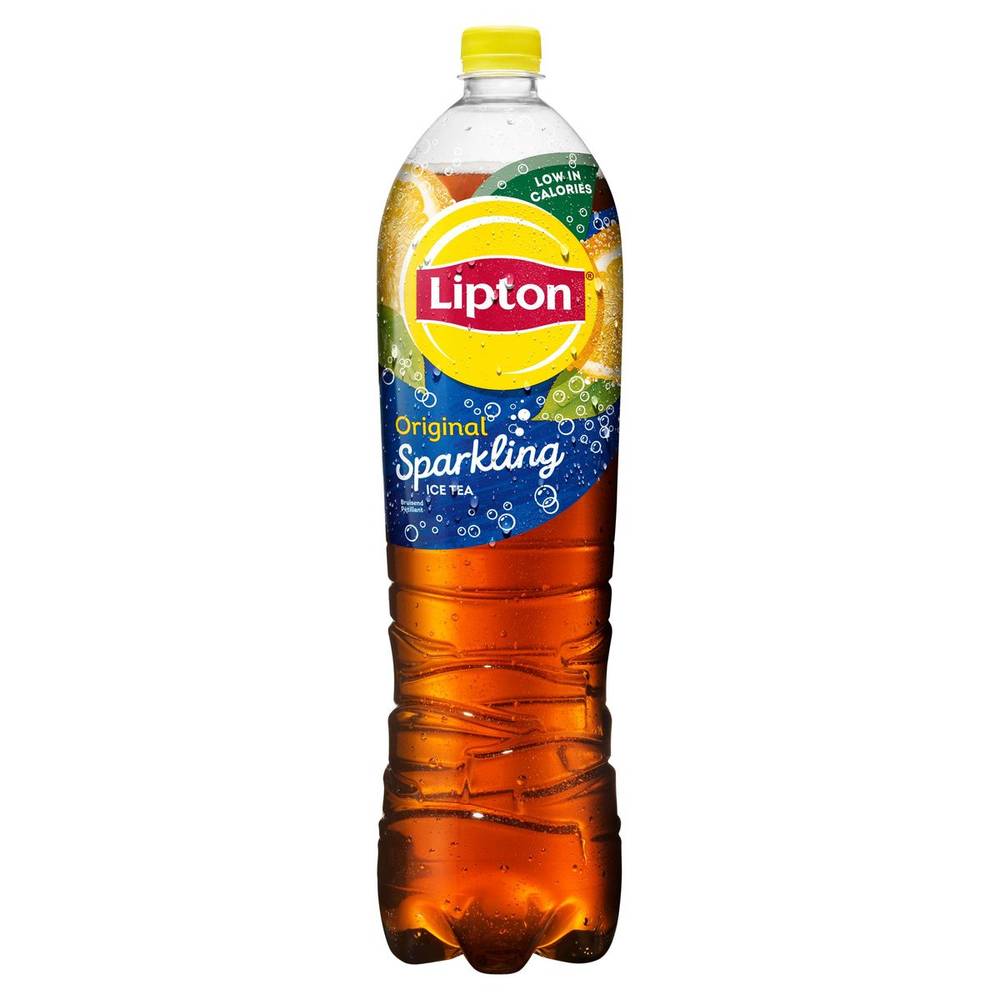 Lipton Ice Tea Thé noir glacé pétillant Sparkling Original Faible en calories1.5 L