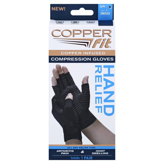 Copper Fit Compression Gloves Copper Infused S/M Unisex