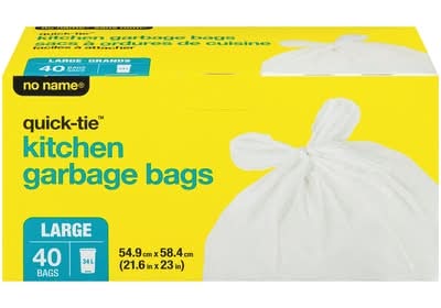 No Name Quick-Tie Kitchen Garbage Bags 34 L, L (40 ct)
