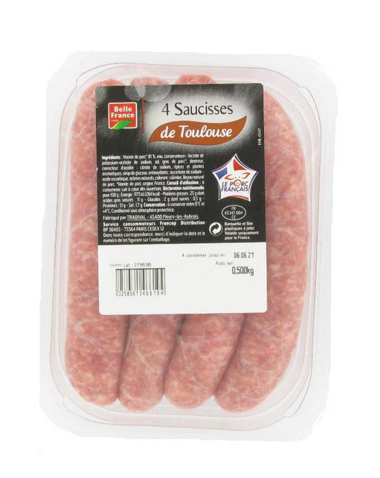 Belle France - Saucisses de Toulouse (4 pièces)