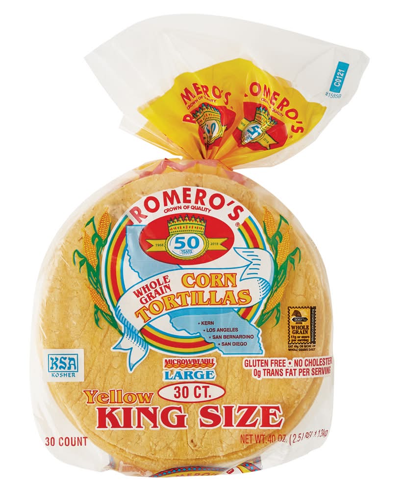 Romero's Yellow King Size Corn Tortillas (40 oz, 30 ct)