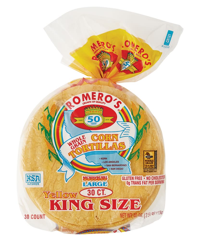 Romero's Yellow King Size Corn Tortillas (40 oz, 30 ct)