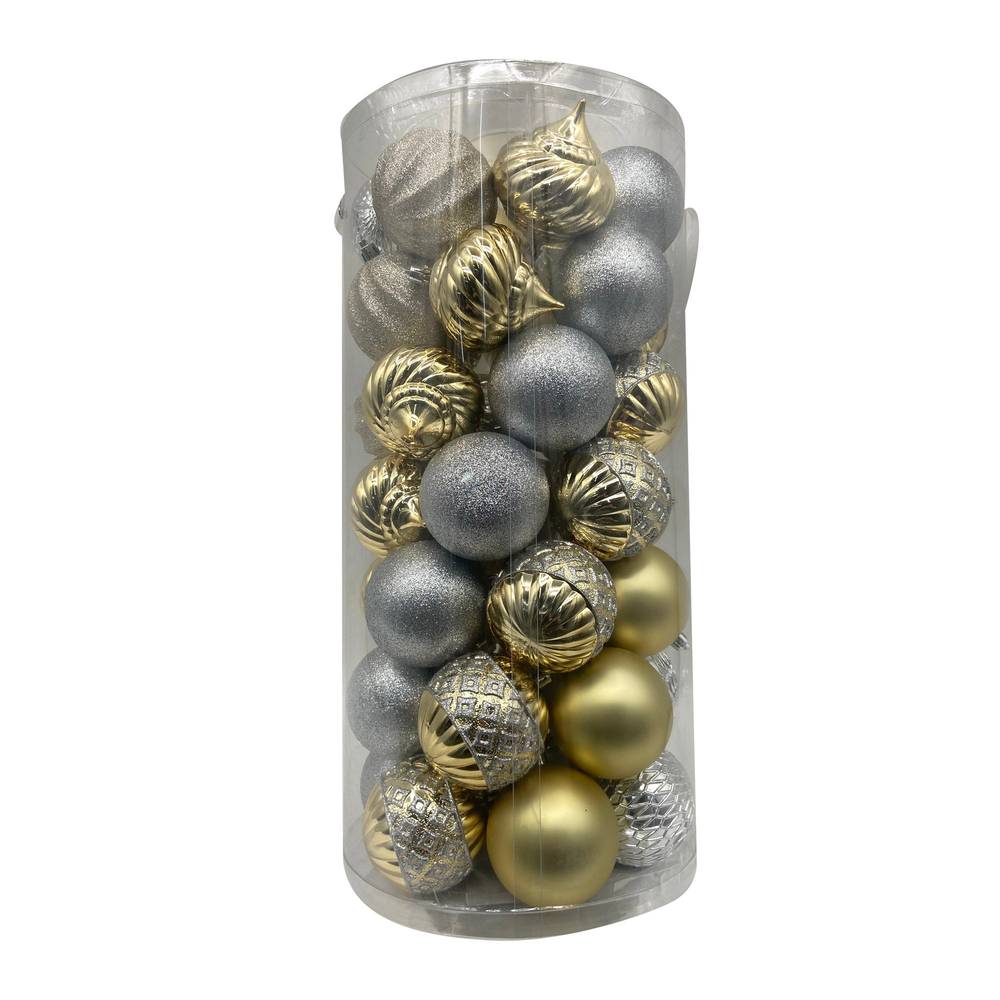 Holiday Living 42-count Multi Gold and Silver Shatterproof Ornament Set | 014-98316