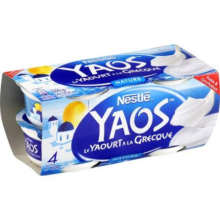 Yaourt à la grecque nature YAOS - les 4 pots - 600g